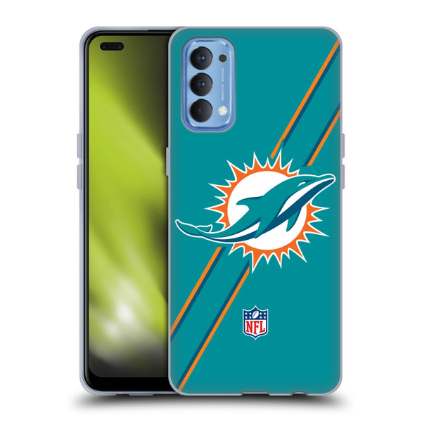 NFL Miami Dolphins Logo Stripes Soft Gel Case for OPPO Reno 4 5G