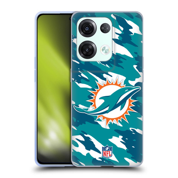 NFL Miami Dolphins Logo Camou Soft Gel Case for OPPO Reno8 Pro