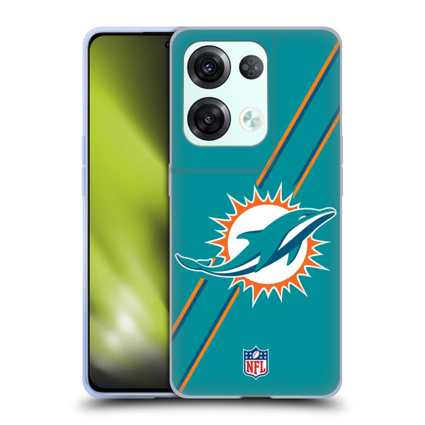 NFL Miami Dolphins Logo Stripes Soft Gel Case for OPPO Reno8 Pro