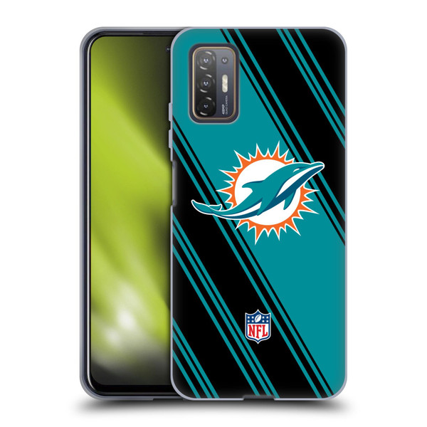 NFL Miami Dolphins Artwork Stripes Soft Gel Case for HTC Desire 21 Pro 5G