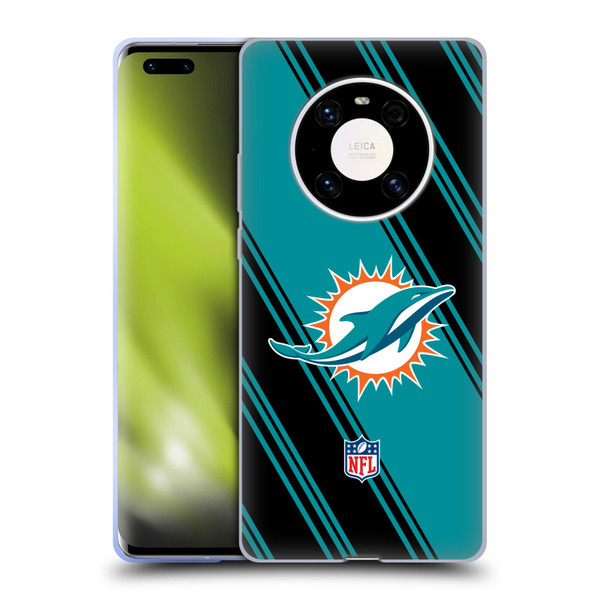 NFL Miami Dolphins Artwork Stripes Soft Gel Case for Huawei Mate 40 Pro 5G