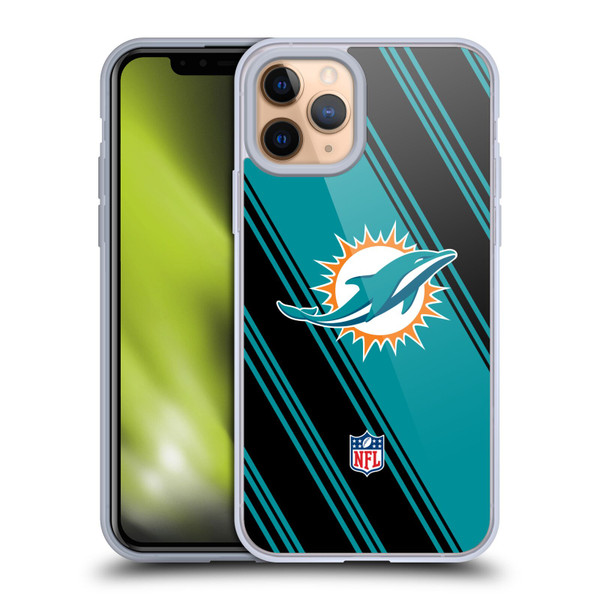 NFL Miami Dolphins Artwork Stripes Soft Gel Case for Apple iPhone 11 Pro