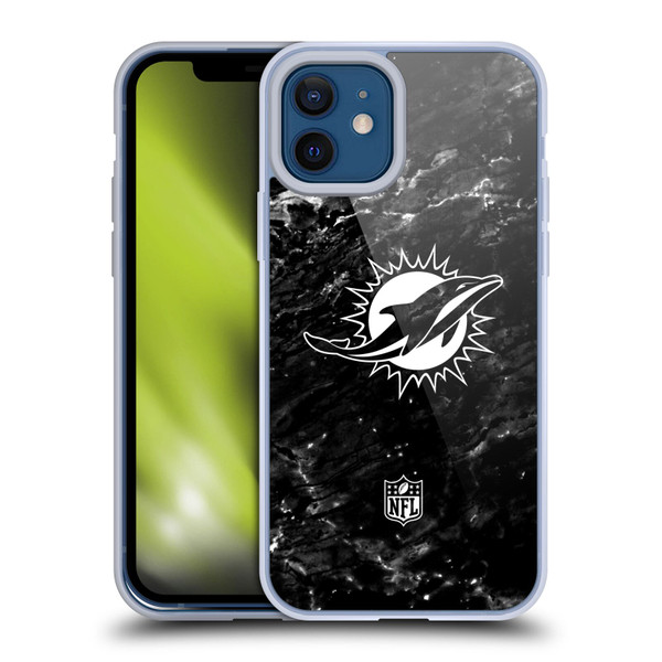 NFL Miami Dolphins Artwork Marble Soft Gel Case for Apple iPhone 12 / iPhone 12 Pro