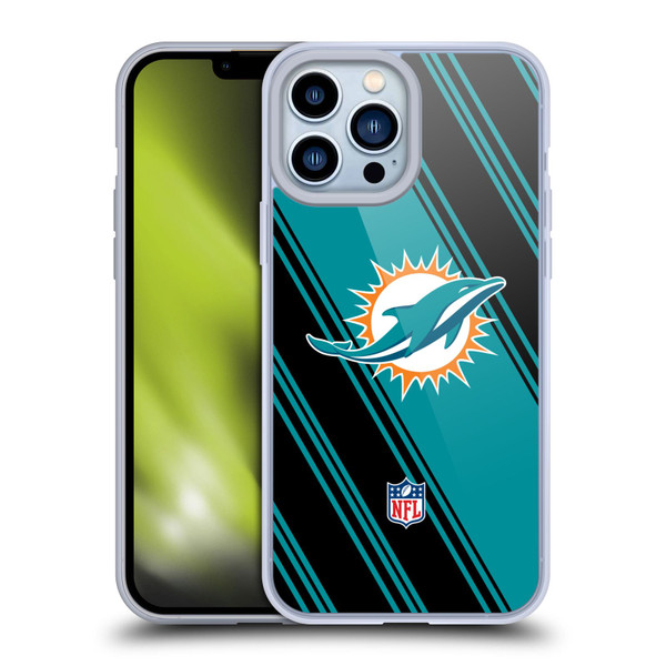 NFL Miami Dolphins Artwork Stripes Soft Gel Case for Apple iPhone 13 Pro Max