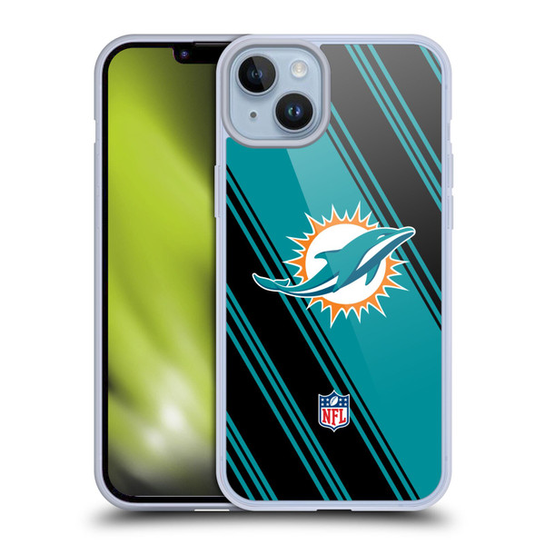 NFL Miami Dolphins Artwork Stripes Soft Gel Case for Apple iPhone 14 Plus
