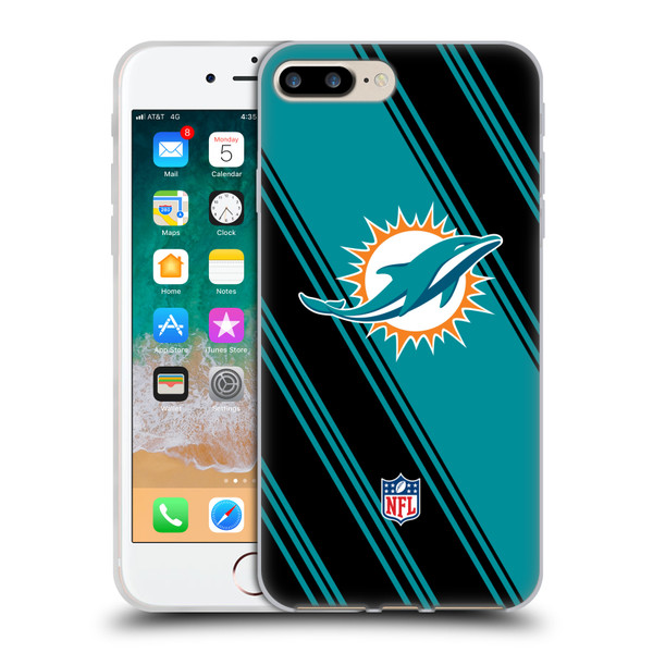 NFL Miami Dolphins Artwork Stripes Soft Gel Case for Apple iPhone 7 Plus / iPhone 8 Plus
