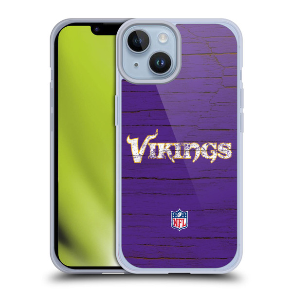 NFL Minnesota Vikings Logo Distressed Look Soft Gel Case for Apple iPhone 14