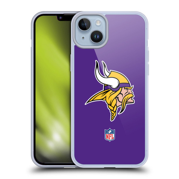 NFL Minnesota Vikings Logo Plain Soft Gel Case for Apple iPhone 14 Plus