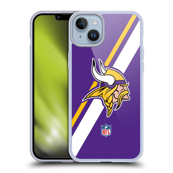 NFL Minnesota Vikings Logo Stripes Soft Gel Case for Apple iPhone 14 Plus