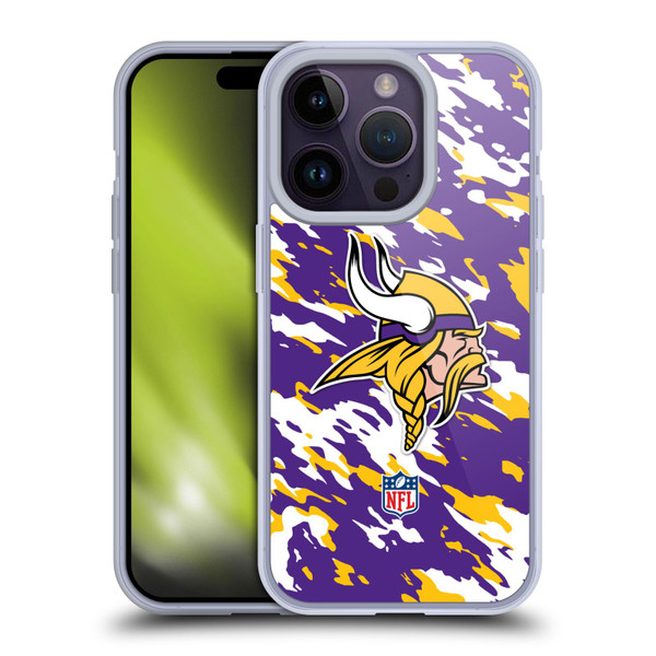 NFL Minnesota Vikings Logo Camou Soft Gel Case for Apple iPhone 14 Pro