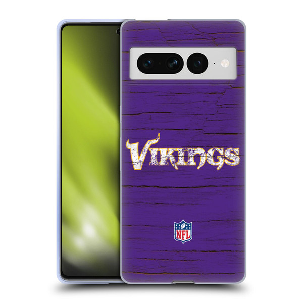 NFL Minnesota Vikings Logo Distressed Look Soft Gel Case for Google Pixel 7 Pro