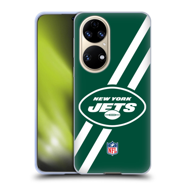 NFL New York Jets Logo Stripes Soft Gel Case for Huawei P50