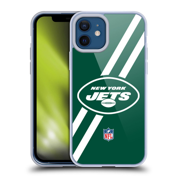 NFL New York Jets Logo Stripes Soft Gel Case for Apple iPhone 12 / iPhone 12 Pro