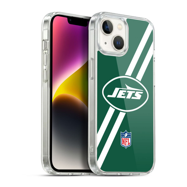 NFL New York Jets Logo Stripes Soft Gel Case for Apple iPhone 14
