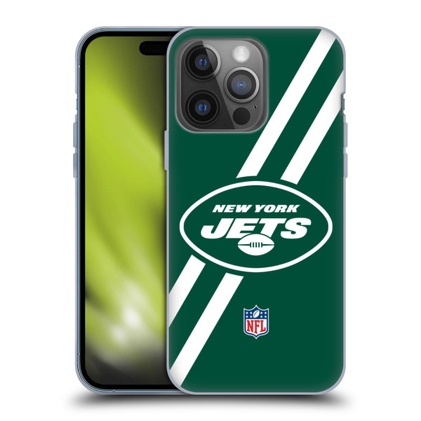 NFL New York Jets Logo Stripes Soft Gel Case for Apple iPhone 14 Pro