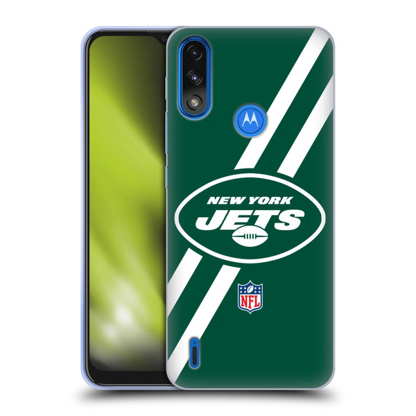 NFL New York Jets Logo Stripes Soft Gel Case for Motorola Moto E7 Power / Moto E7i Power
