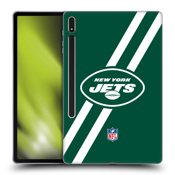 NFL New York Jets Logo Stripes Soft Gel Case for Samsung Galaxy Tab S8 Plus