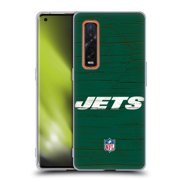 NFL New York Jets Logo Distressed Look Soft Gel Case for OPPO Find X2 Pro 5G