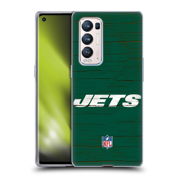 NFL New York Jets Logo Distressed Look Soft Gel Case for OPPO Find X3 Neo / Reno5 Pro+ 5G