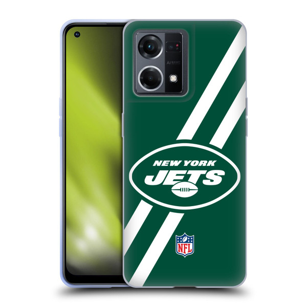NFL New York Jets Logo Stripes Soft Gel Case for OPPO Reno8 4G