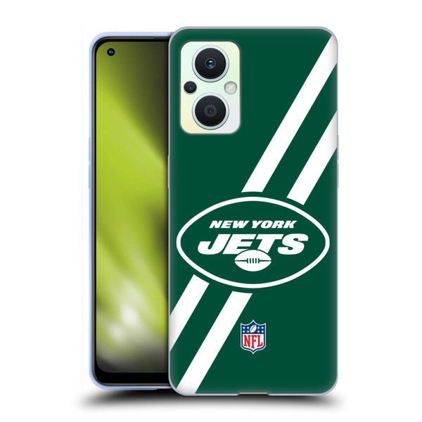 NFL New York Jets Logo Stripes Soft Gel Case for OPPO Reno8 Lite