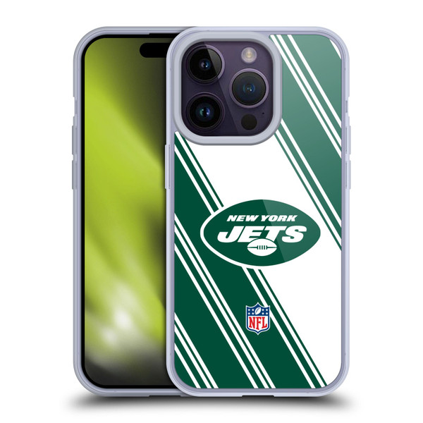 NFL New York Jets Artwork Stripes Soft Gel Case for Apple iPhone 14 Pro