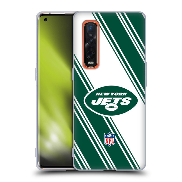 NFL New York Jets Artwork Stripes Soft Gel Case for OPPO Find X2 Pro 5G