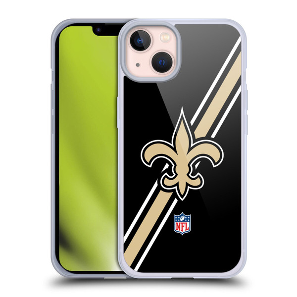 NFL New Orleans Saints Logo Stripes Soft Gel Case for Apple iPhone 13
