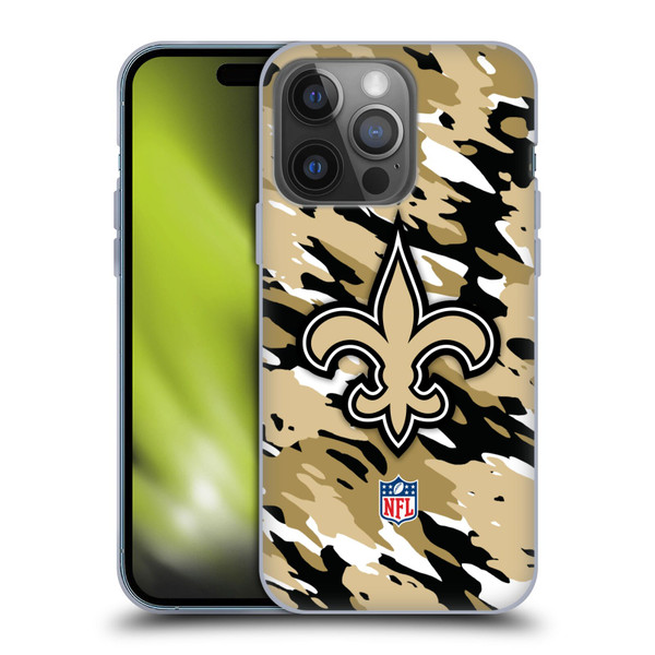 NFL New Orleans Saints Logo Camou Soft Gel Case for Apple iPhone 14 Pro
