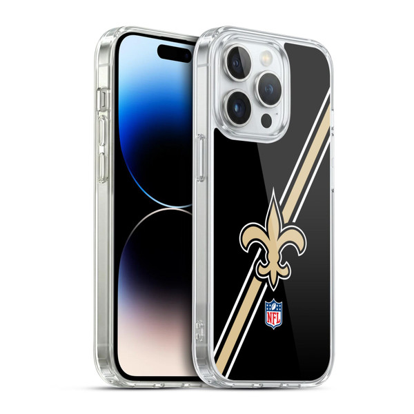 NFL New Orleans Saints Logo Stripes Soft Gel Case for Apple iPhone 14 Pro & MagSafe