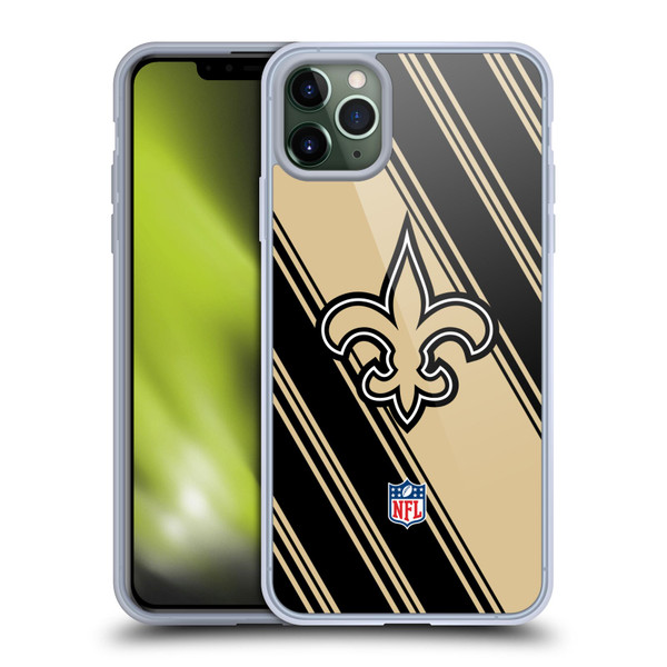 NFL New Orleans Saints Artwork Stripes Soft Gel Case for Apple iPhone 11 Pro Max