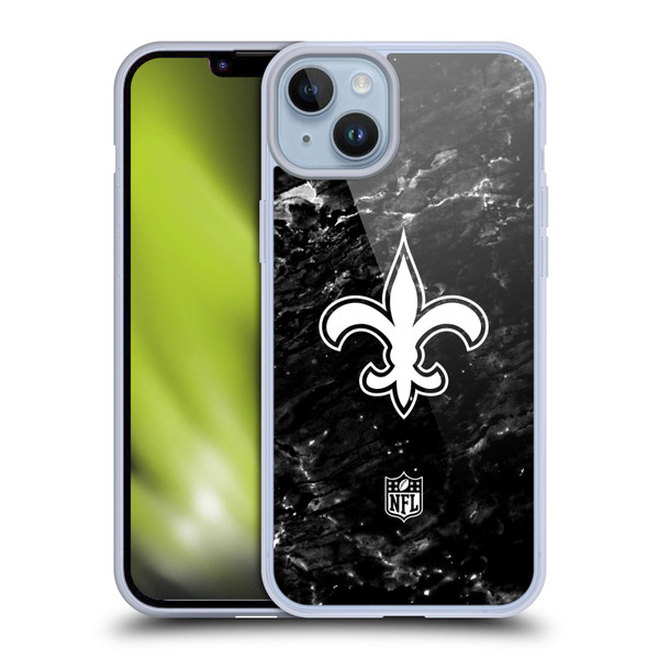 NFL New Orleans Saints Artwork Marble Soft Gel Case for Apple iPhone 14 Plus