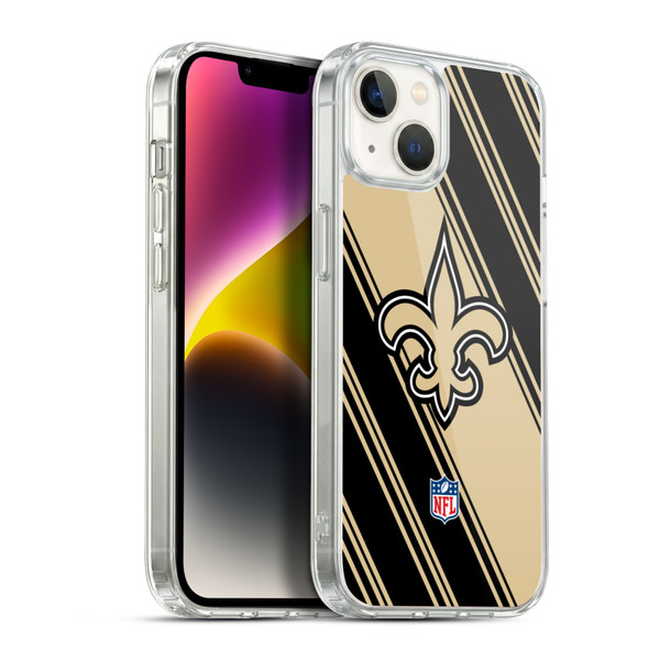 NFL New Orleans Saints Artwork Stripes Soft Gel Case for Apple iPhone 14 Plus & MagSafe