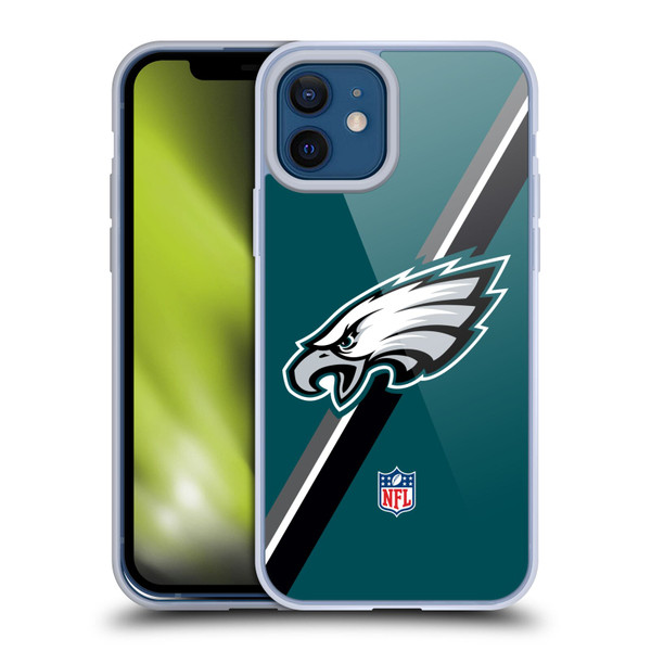 NFL Philadelphia Eagles Logo Stripes Soft Gel Case for Apple iPhone 12 / iPhone 12 Pro