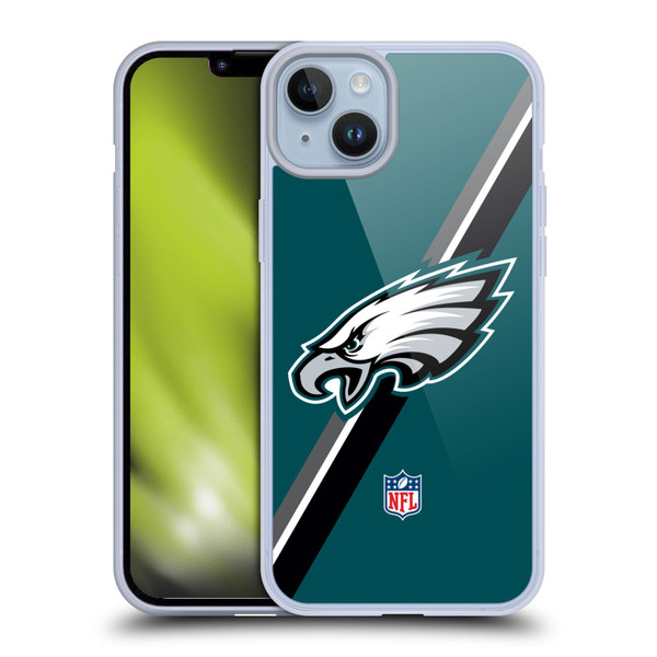 NFL Philadelphia Eagles Logo Stripes Soft Gel Case for Apple iPhone 14 Plus