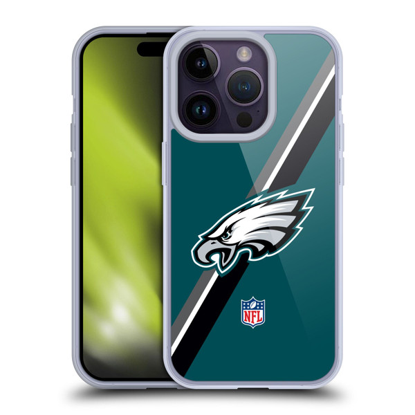 NFL Philadelphia Eagles Logo Stripes Soft Gel Case for Apple iPhone 14 Pro