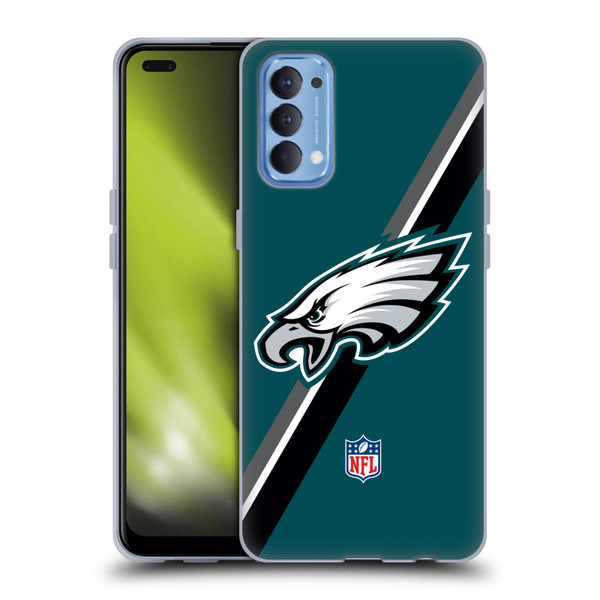 NFL Philadelphia Eagles Logo Stripes Soft Gel Case for OPPO Reno 4 5G