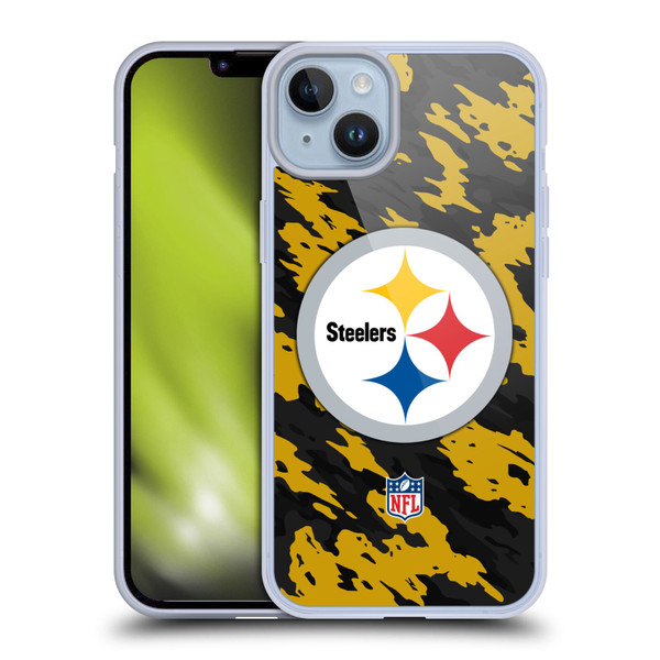 NFL Pittsburgh Steelers Logo Camou Soft Gel Case for Apple iPhone 14 Plus