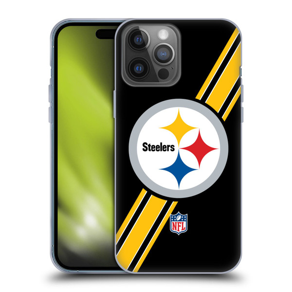 NFL Pittsburgh Steelers Logo Stripes Soft Gel Case for Apple iPhone 14 Pro Max