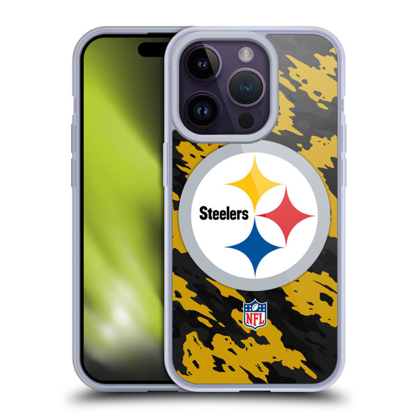 NFL Pittsburgh Steelers Logo Camou Soft Gel Case for Apple iPhone 14 Pro