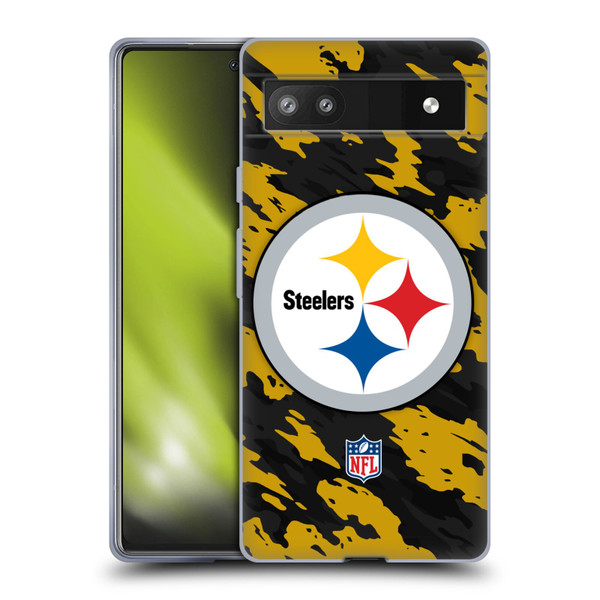 NFL Pittsburgh Steelers Logo Camou Soft Gel Case for Google Pixel 6a
