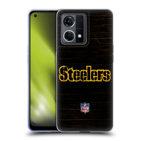 NFL Pittsburgh Steelers Logo Distressed Look Soft Gel Case for OPPO Reno8 4G