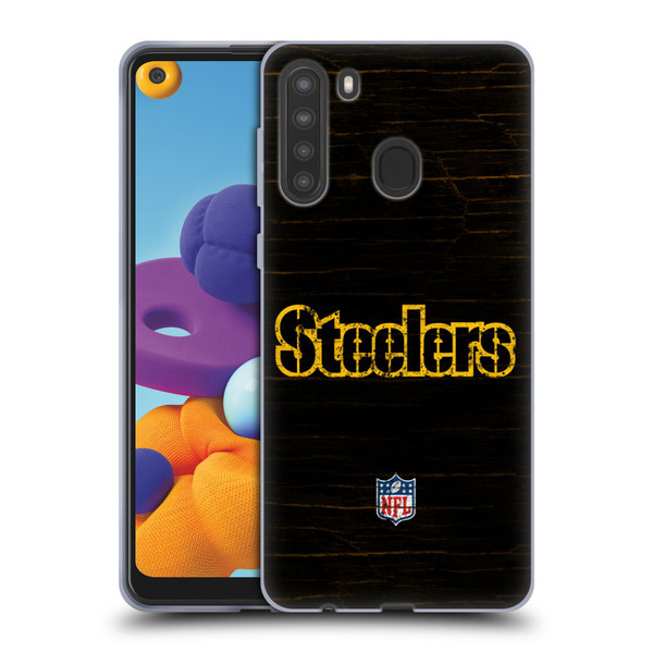 NFL Pittsburgh Steelers Logo Distressed Look Soft Gel Case for Samsung Galaxy A21 (2020)