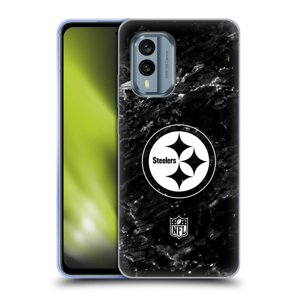 NFL Pittsburgh Steelers Artwork Marble Soft Gel Case for Nokia X30
