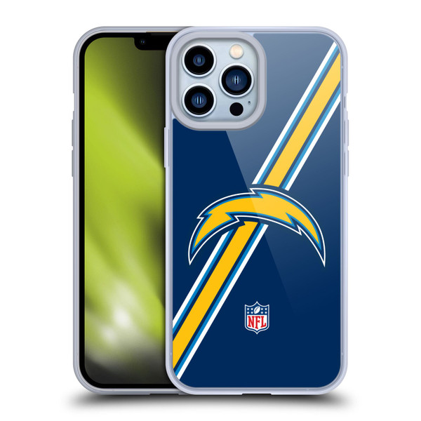 NFL Los Angeles Chargers Logo Stripes Soft Gel Case for Apple iPhone 13 Pro Max