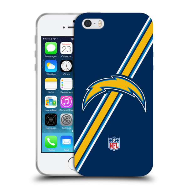 NFL Los Angeles Chargers Logo Stripes Soft Gel Case for Apple iPhone 5 / 5s / iPhone SE 2016