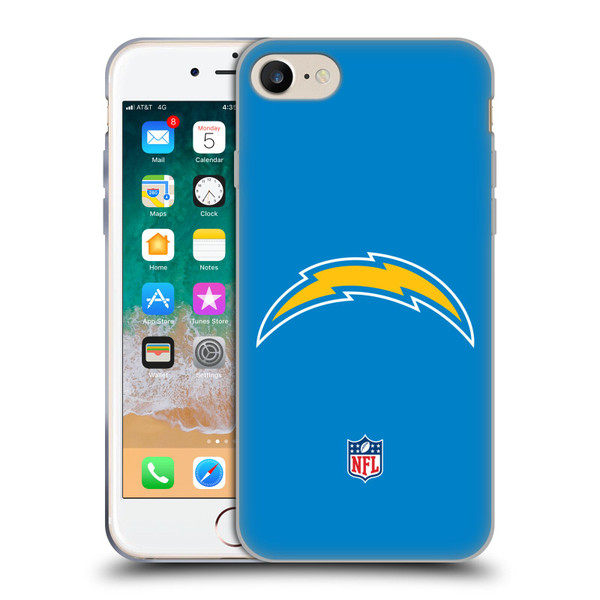 NFL Los Angeles Chargers Logo Plain Soft Gel Case for Apple iPhone 7 / 8 / SE 2020 & 2022