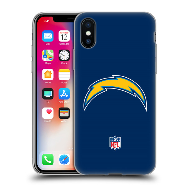 NFL Los Angeles Chargers Logo Plain Soft Gel Case for Apple iPhone X / iPhone XS