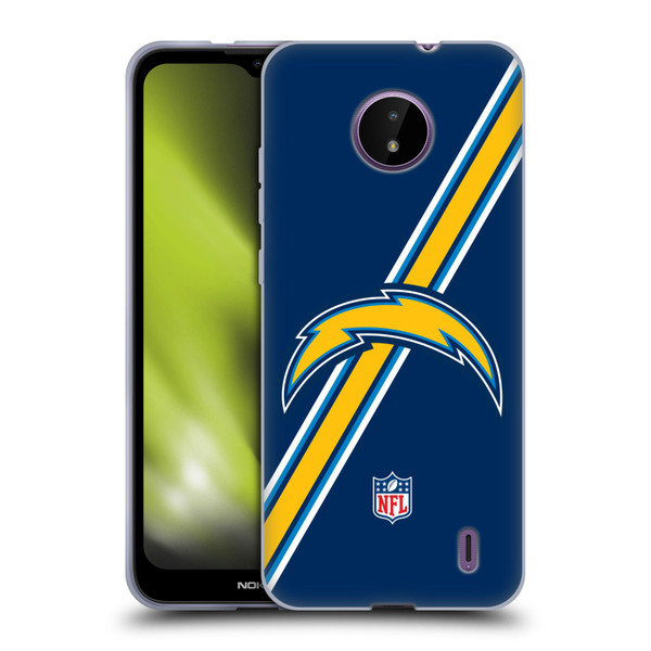 NFL Los Angeles Chargers Logo Stripes Soft Gel Case for Nokia C10 / C20