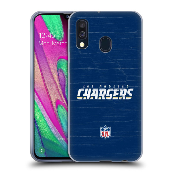 NFL Los Angeles Chargers Logo Distressed Look Soft Gel Case for Samsung Galaxy A40 (2019)